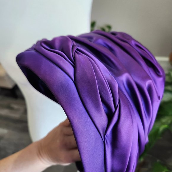 Vintage 1940's - 1950's Purple Satin Turban Hat by Paul Beusam Custom Designs - Picture 12 of 12